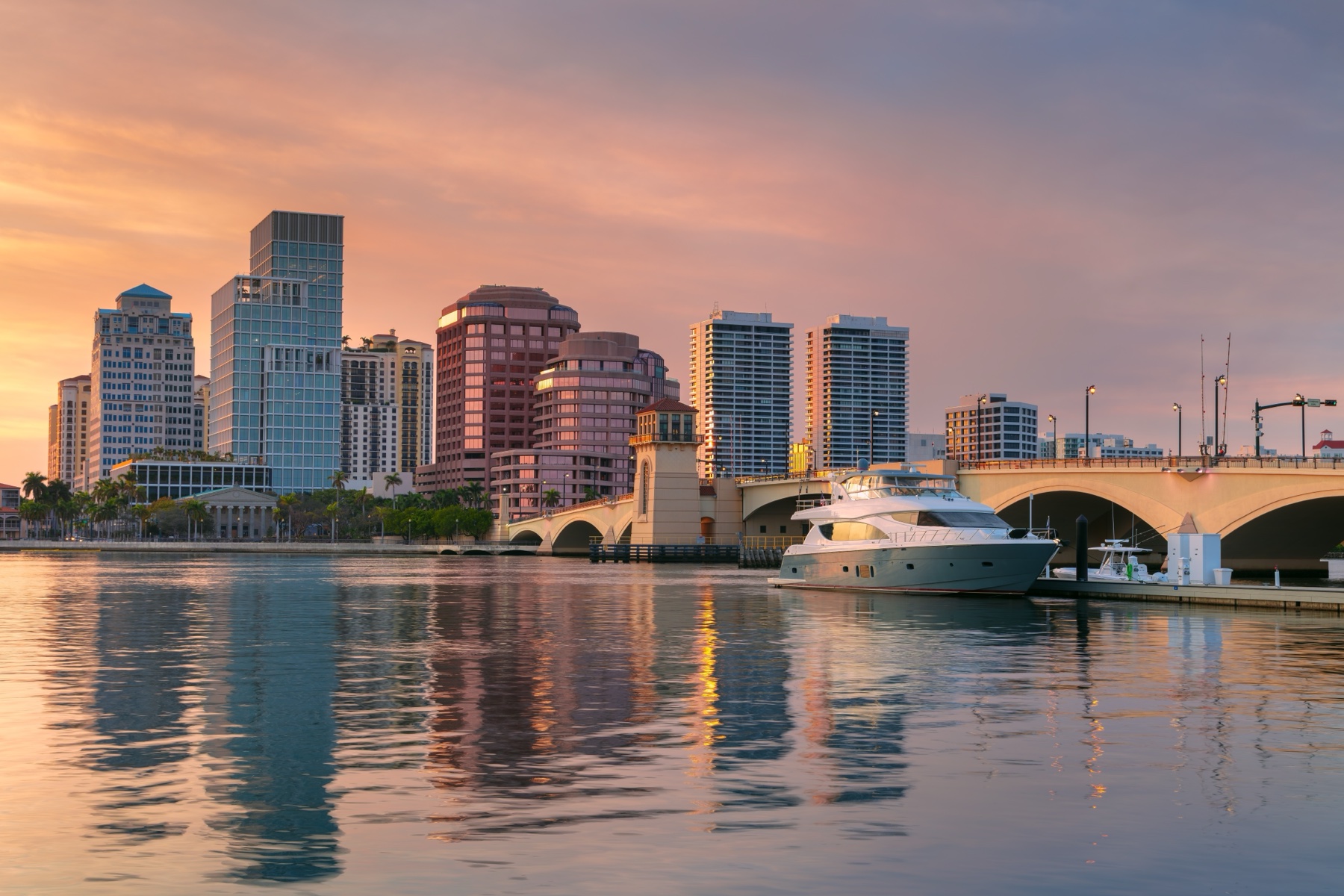 West Palm Beach skyline reflected in the water